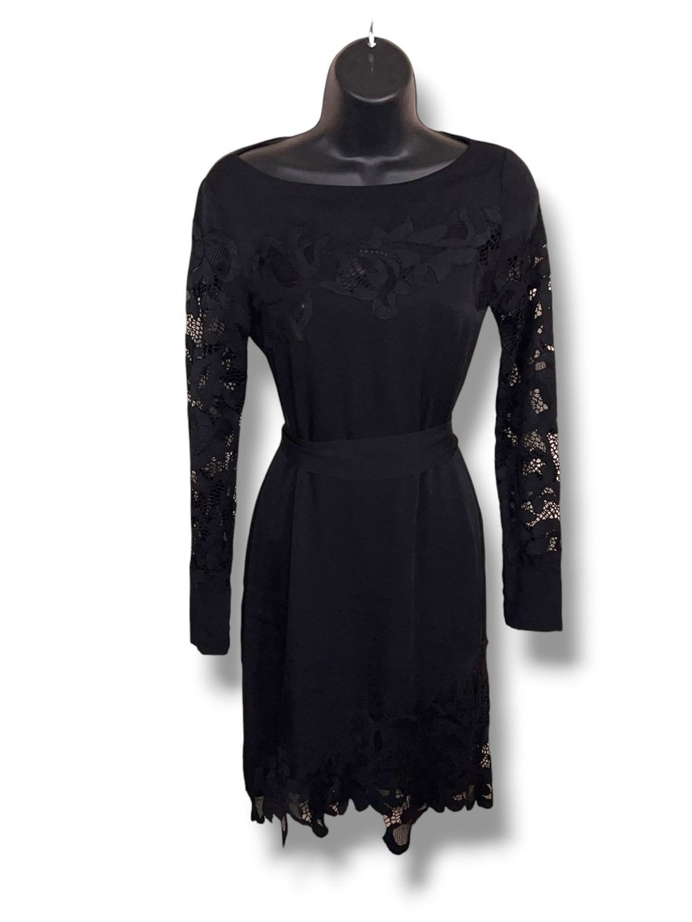 Size 0 Diane Von Furstenberg DVF Ernestina Lace Trim Tie Stretch Silk Dress